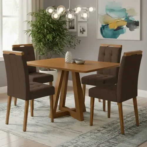 Mesa de Jantar Alva 1,20m com 4 Cadeiras - Produto Novo! Pronta Entrega!