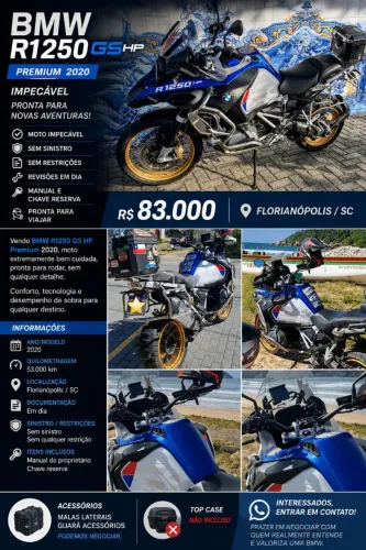 BMW R1250 GS HP Premium 2020 - Impecável