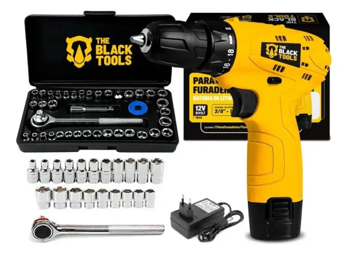 Furadeira Parafusadeira 12V + Kit de Ferramentas 40 Peças