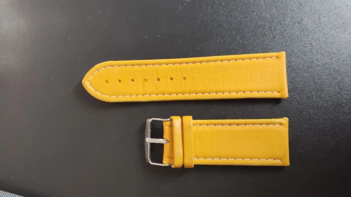 pulseira relógio couro amarelo mostarda tam 26