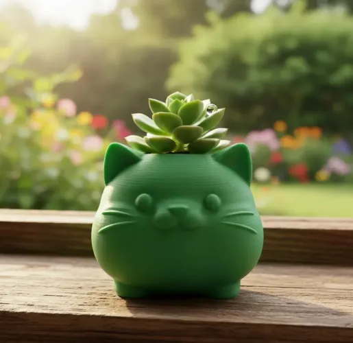 Mini Vaso de Gatinho Verde Vasinho de Gato Decorativo para Suculentas