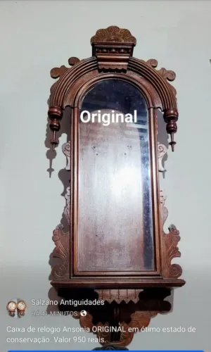 Caixa de relógio Ansonia original em excelente estado de conservação. 