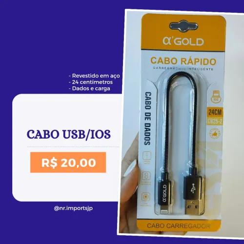 Cabo USB iPhone - Revestido em Aço