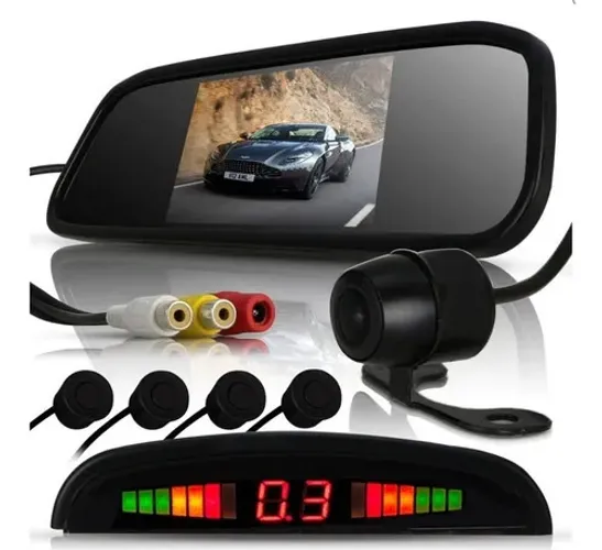 Retrovisor + Câmera Ré Visão Noturna + Sensor Estacionamento