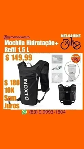Mochila de hidratação + refil 1,5 Litros 