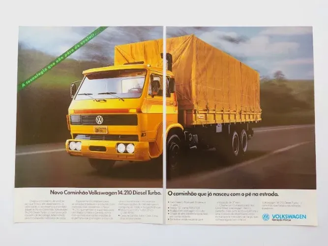 Caminhão Volkswagen 14.210 Turbo - Página original de revista com propaganda de época