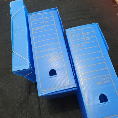 Kit escritório - 2 Caixas Arquivo + 1 Pasta polionda grande. Azul.