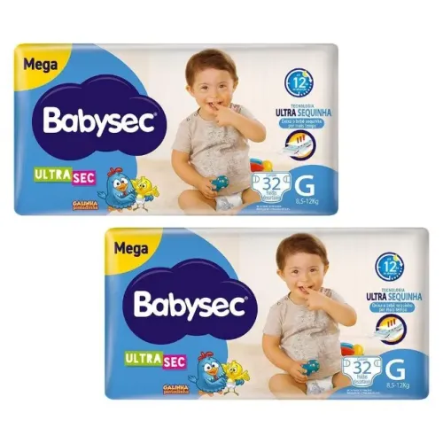Kit 2 Fraldas Babysec Galinha Pintadinha Tam. G - 64 Unidades (Total)