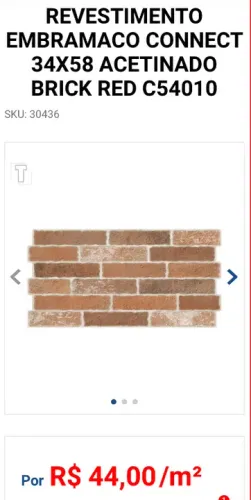 REVESTIMENTO EMBRAMACO CONNECT 34X58 ACETINADO BRICK RED C54010