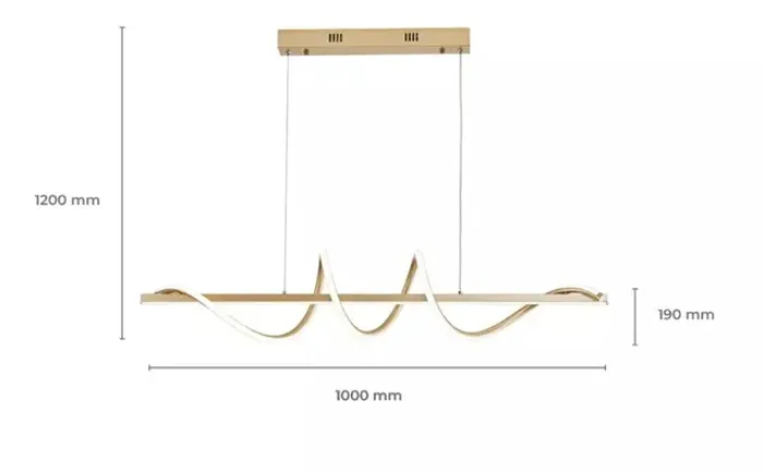 Lustre Moderno Pendente LED 45w Dourado 3 Tons 