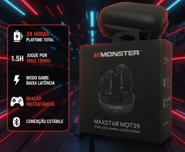 Fones de Ouvido Monster MQT39 sem fio bluetooth 6.0