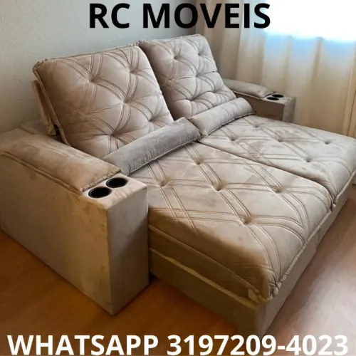 Sofá Retrátil e Reclinável Cuiabá com Porta-Copos - Conforto e Praticidade