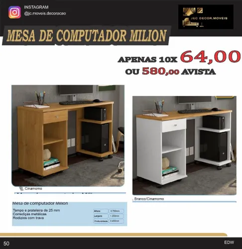 Mesa de Computador Milion - Várias Cores