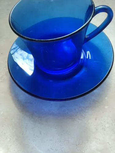Xícara e pires café Duralex azul