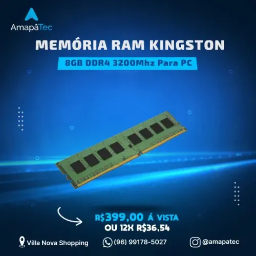 Memória de 8GB PC DDR4 3200Mhz