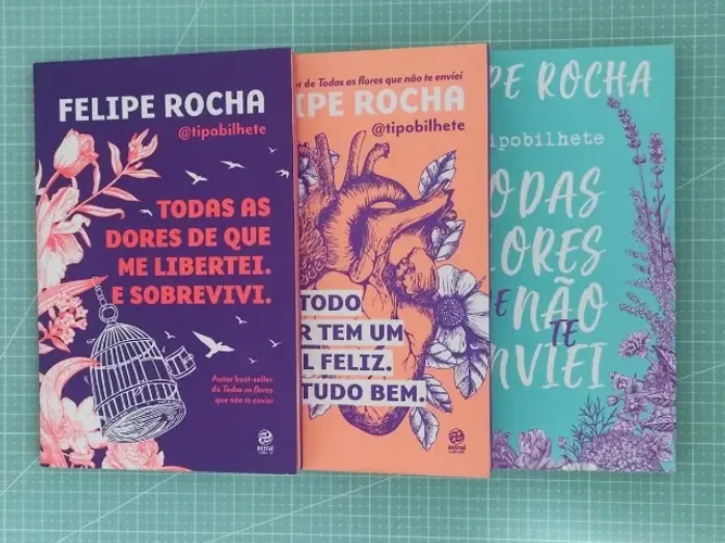 KIT LIVROS FELIPE ROCHA - TODAS AS DORES, NEM TODO AMOR, TODAS AS FLORES