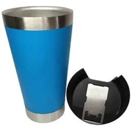 Copo Térmico Con tampa Cerveja Chopp Inox Café Água 473 Ml Azul