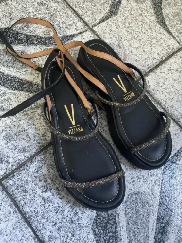 Sandália Feminina Vizzano Preta com Strass 37