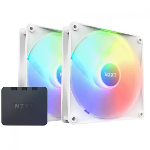 (NOVO) Kit Fan Com 2 Unidades NZXT F140 RGB Core, 140mm, White, RF-C14DF-W1