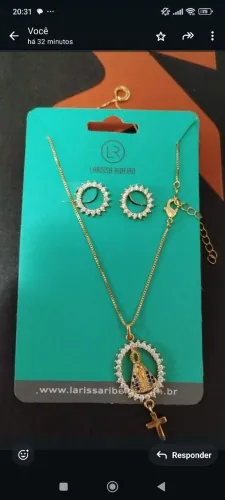 Conjunto de Nossa Senhora cravejado com zircônias