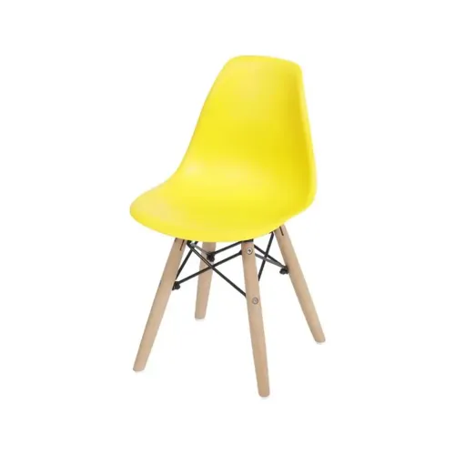 Kit 04 Cadeiras 1102 Pp Amarela Base Madeira - Kids
