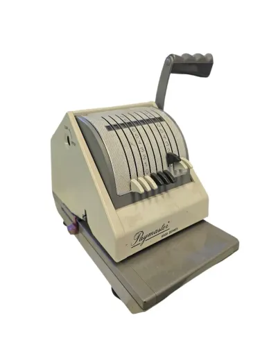 Máquina Eletromecânica Paymaster para imprimir cheques Antiga Antiguidades 8500-9