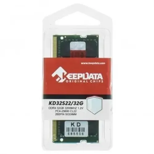 MEMORIA P/ NOTEBOOK SODIMM KEEPDATA 32GB DDR4 3200MHZ PC4 25600 CL22 260PIN 1.2V KD32S22/3