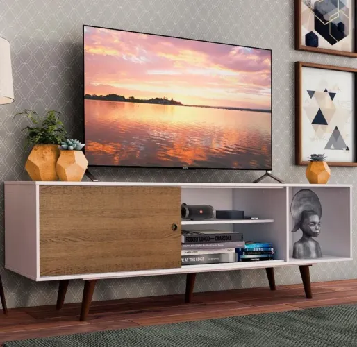 Belíssimo Rack Para Tv Até 60 Polegadas, Com Design Moderno Na Caixa Lacrado Desmontado 