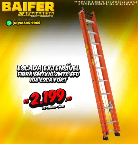 Escada Extensível Fibra 6Mtx10.2Mts Efd 108 Esca Fort