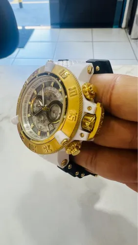 Relógio Invicta Original Masculino Dourado e Branco