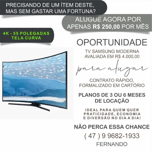 Aluguel de TV 55 polegadas tela curva