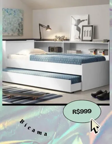 Promoção Bicama com Prateleira Lateral  - 01/03  
