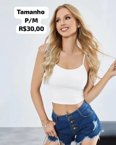 Top cropped branco P/M - R$30,00
