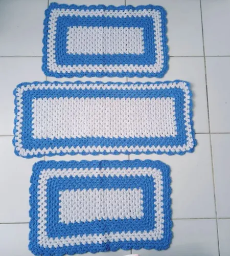 Jogo de tapete de Crochê 