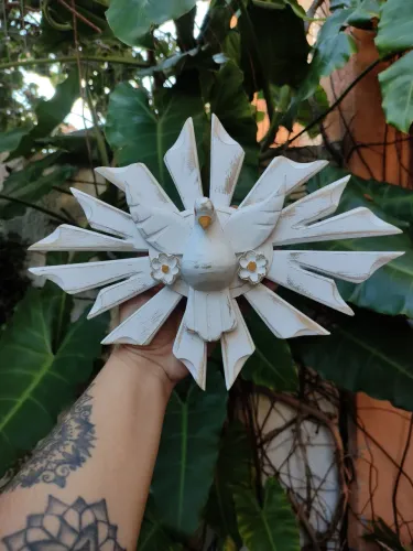 Escultura divino espírito santo em madeira, de colocar na parede