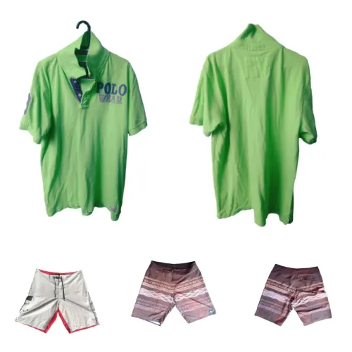 Camisa Polo Verde e Bermudas.
