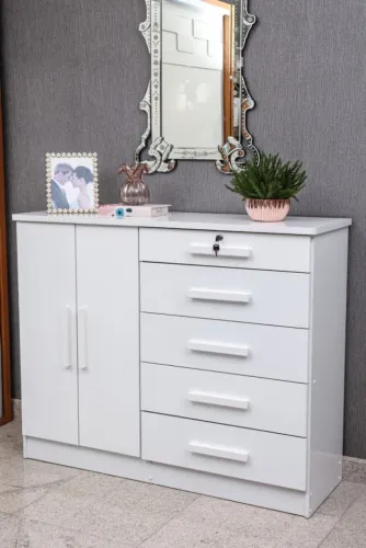 Cômoda 5 Gavetas 2 Portas New Athos D Doro Branco - Entrega Rápida!
