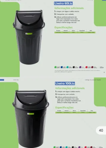 Lixeira Topplast 60Lts e 100Lts