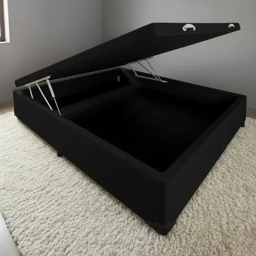 Base Box Casal Baú Corino Preto - ALTO NÍVEL CAMAS E COLCHÕES- pronta entrega 