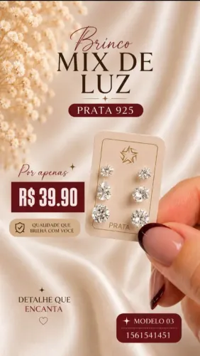 Trio de Brincos Mix de Luz Prata 925