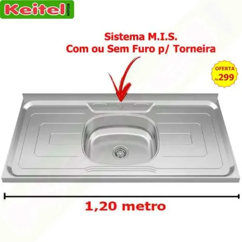Pia Inox 1,20 de Largura - Sistema MIS