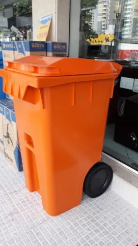 Lixeira contentora 240 litros Laranja - Contemar - Sadi