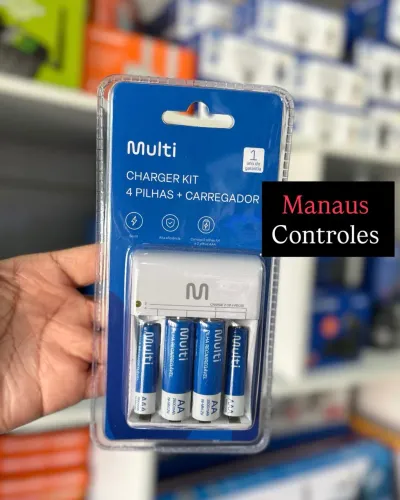 Kit Carregador com Pilhas Recarregáveis 