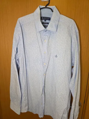 Camisa Dudalina - azul estampada - Tamanho 4 slim fit - algodao egipicio