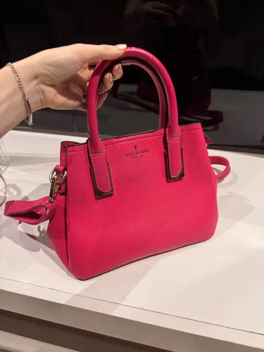 Bolsa rosa pavão de couro