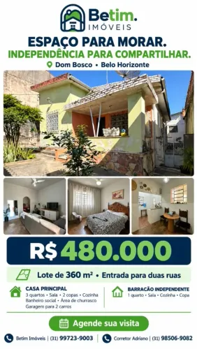 CASA À VENDA DOM BOSCO BH