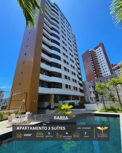 APARTAMENTO 3 SUÍTES, VARANDA, 2 VAGAS -  145M², NA BARRA