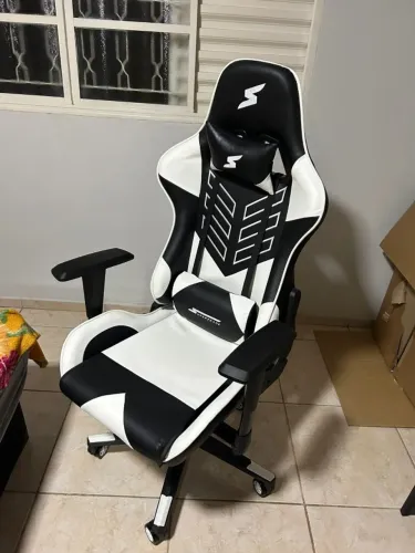 Cadeira Gamer SuperFrame Godzilla, Reclinável, Preto e Branco