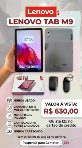 Tablet Lenovo Tab M9 ? NOVO (Nunca Usado) + Nota Fiscal e Garantia!