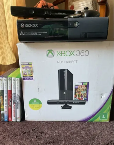 Xbox 360 Super Slim Com Kinect + 5 Jogos + Hd 250 Gb